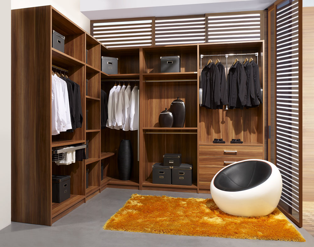 Modern-closet-with-shelves-and-chair-for-bedroom
